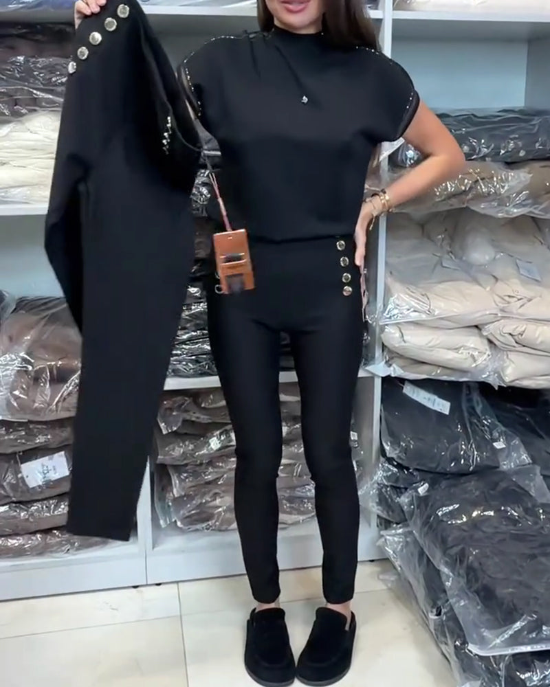 Stilfulde Bukser Med Knaphulsåbning Og Stretch