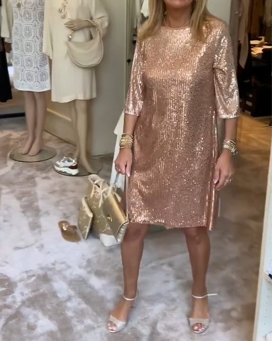 Kjole elegant solid pailletterskift