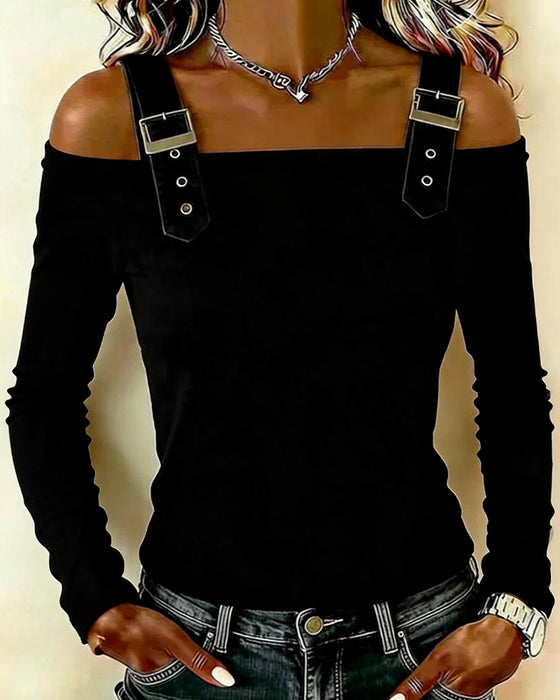Top Lang Ærme Off-Shoulder Kamisol