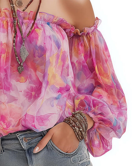 Bluse Off-Shoulder Ombre Casual