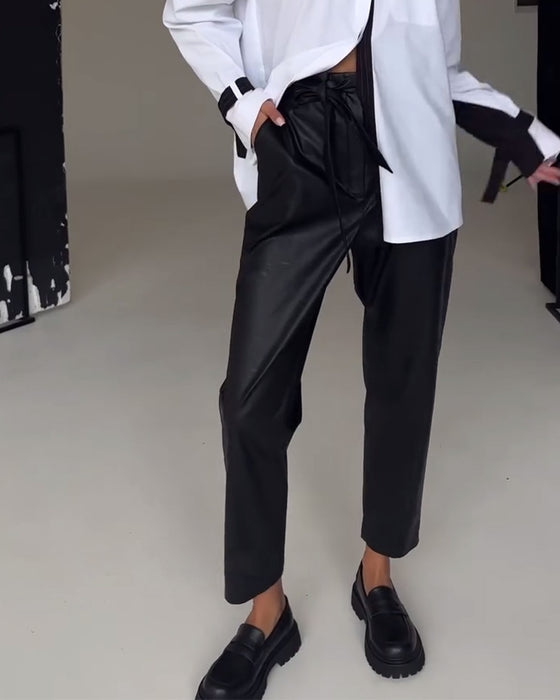Slim fit læderbukser