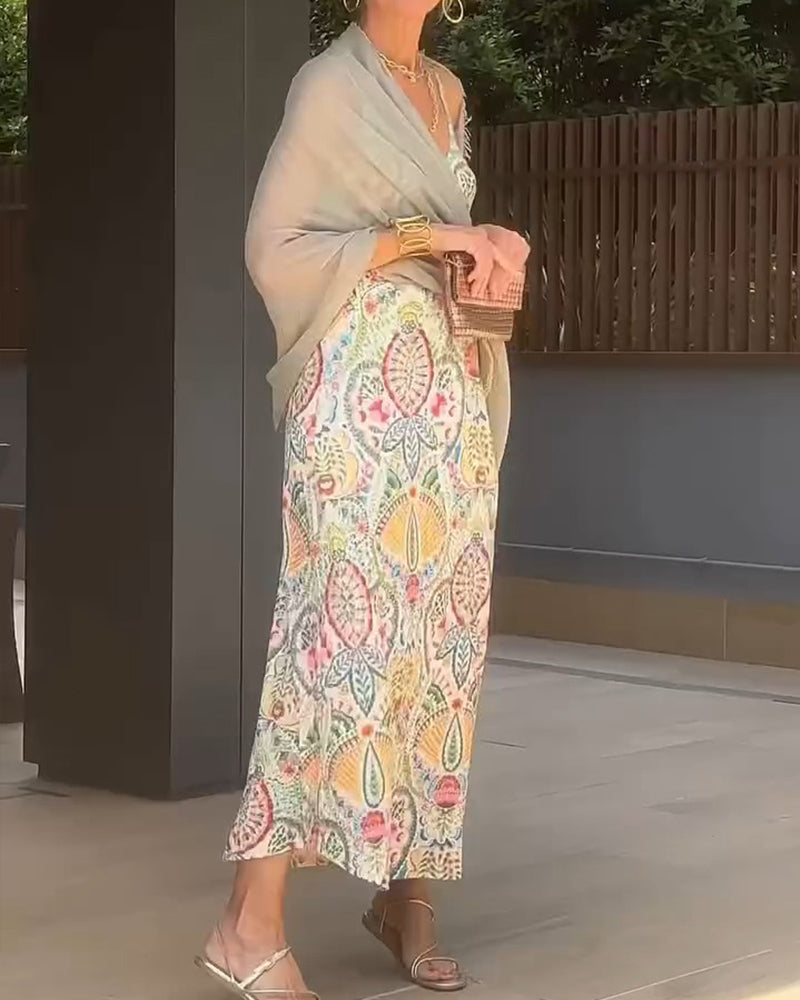 Kjole Trykt Strap Maxi