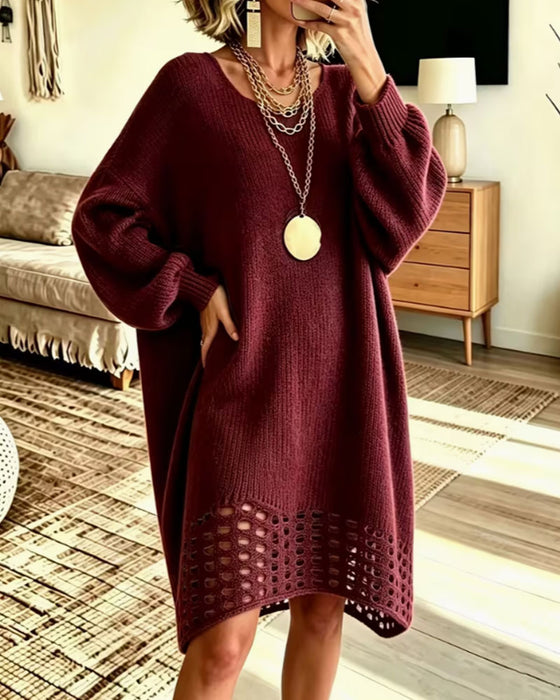 Kjole Rund Hals Gennembrudt Sweater