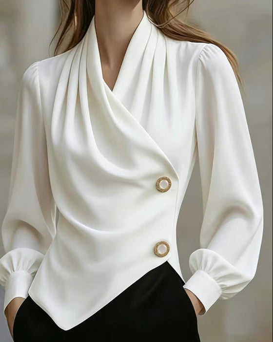 Bluse Draperet Mode V-Hals