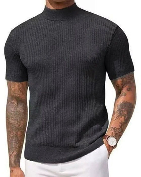T-Shirt Mock Neck Herre Kort Ærme
