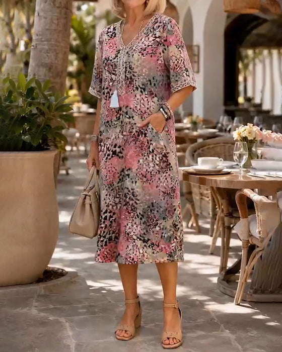 Kjole Farverig Leopard Print Midi
