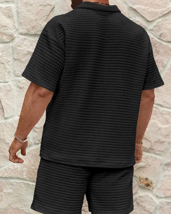 Set Polo Krave Lynlås Vaffel Tekstur Shorts