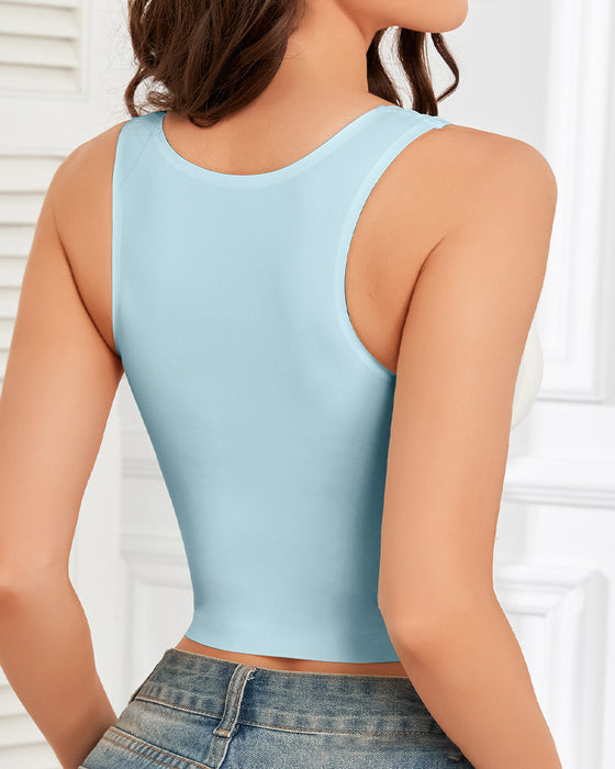 Tank Top Mesh-Splicing Indbygget Bh