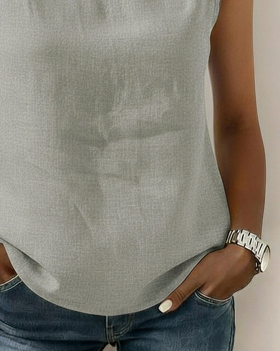 Bluse Kravleløs Ærmeløs Elegant