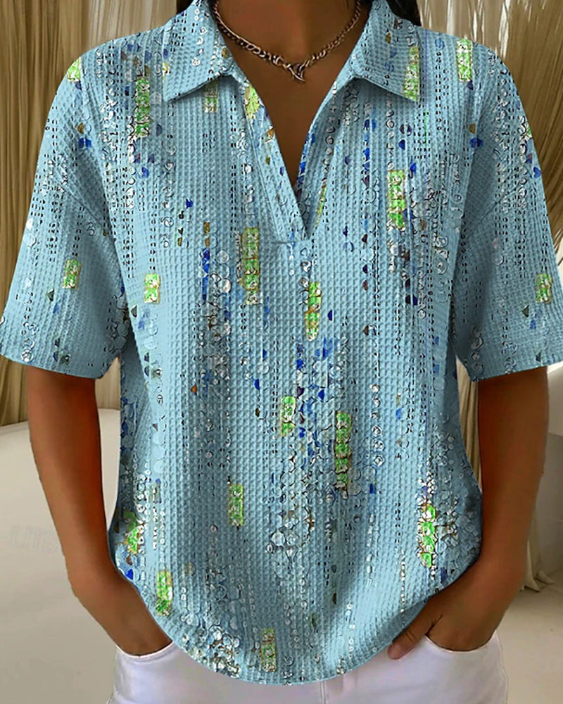 Bluse Afslappet Trykt Revers
