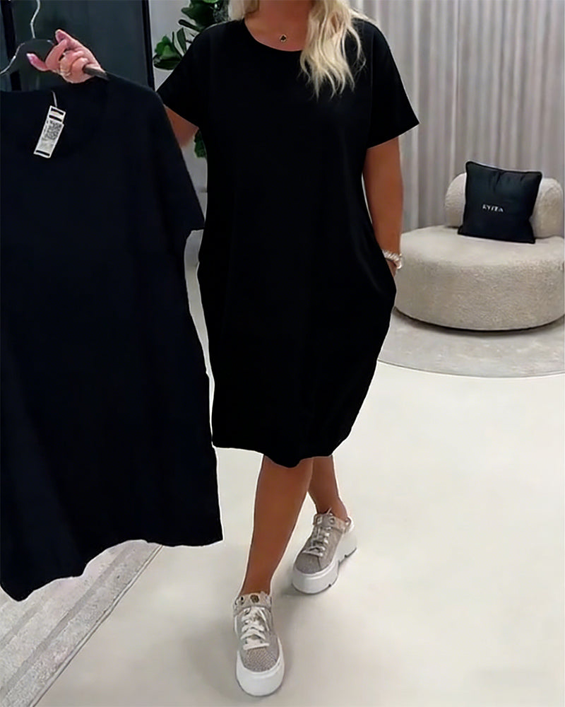 Kjole Kortærme Rund Hals Loose-Fit