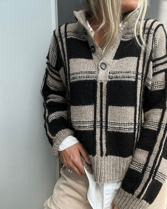 Pullover Knap Turtleneck ternet Farveblok