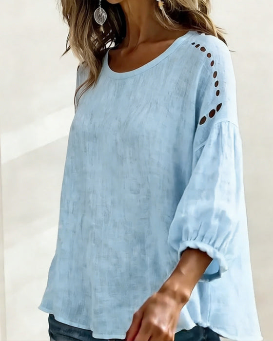 Bluse Udhullet 100% Bomuld