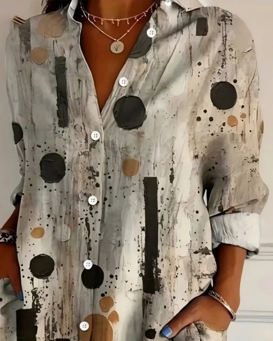 Prikket Moderne Skjorte Med Krave