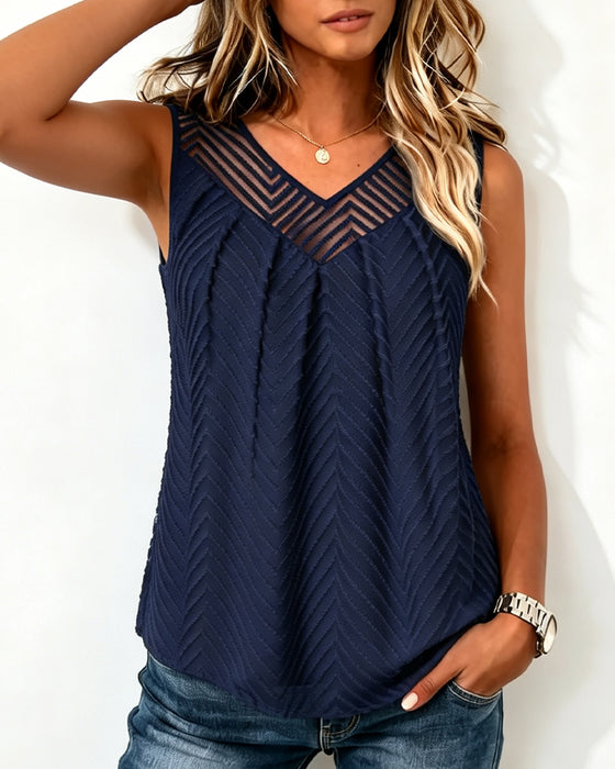 Top V-hals Gennemsigtig Mesh