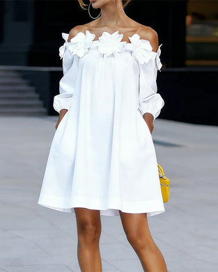 Kjole Off-Shoulder Blomstret Accent