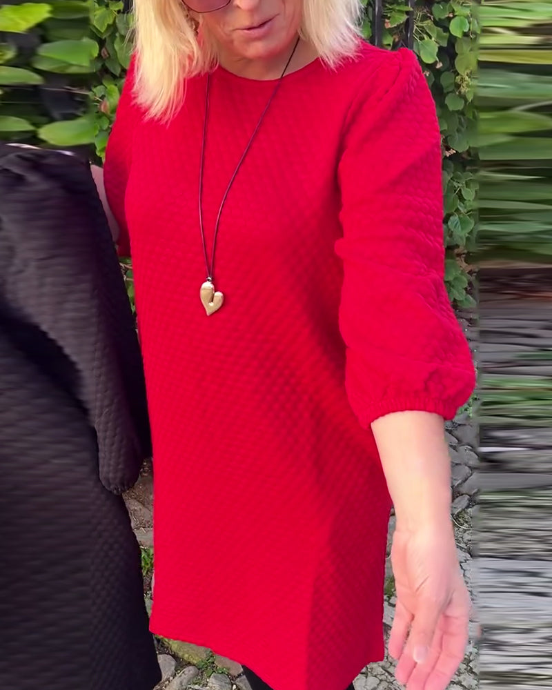 Kjole afslappet ensfarvet rund hals