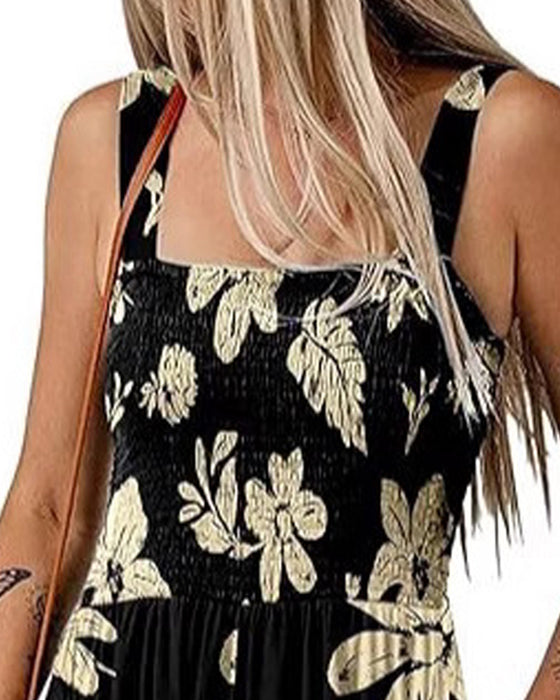 Jumpsuit blomstret afslappet stropshorts