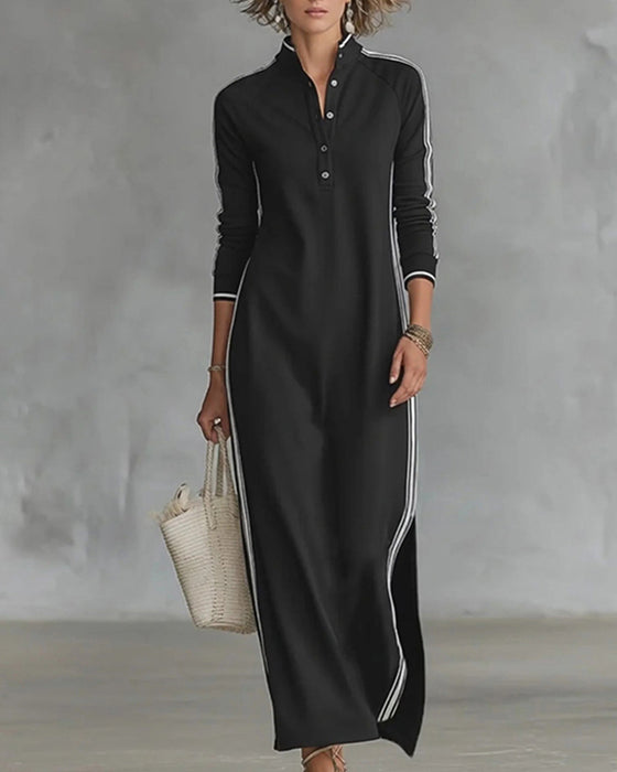 Kjole Kontrast Knap V-hals