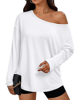 T-Shirt En-Skulder Solid Lang Ærme