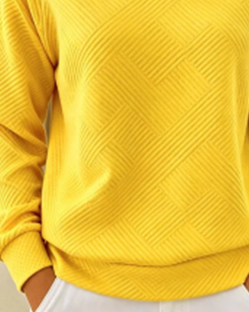 Sweatshirt V-Hals Stribet Raglan Ensfarvet