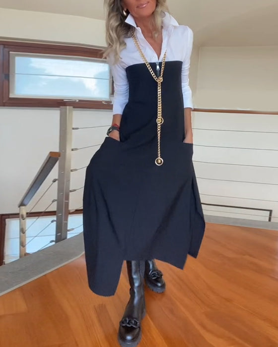 Stilfuld mørk nederdel med lynlåslommer