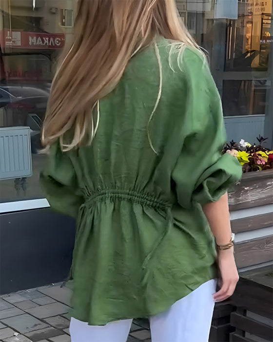 Bluse Elastisk Talje Lanterne Ærme