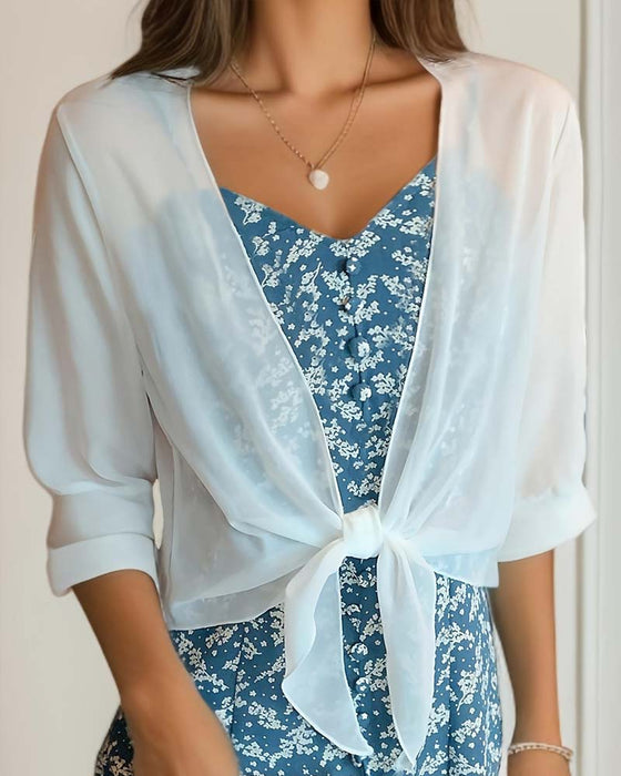 Cover-Up Sheer Chiffon Kort Ærme Solbeskyttelse