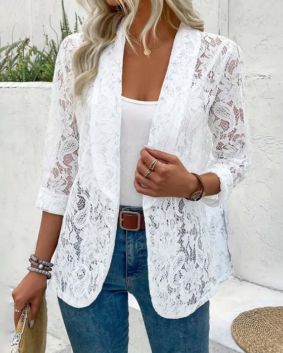 Elegant blazer med blonder