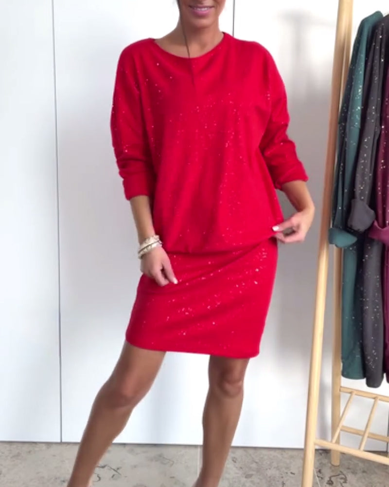 Kjole Rund Hals Fin Glitter Modne