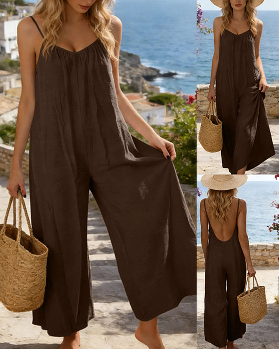 Jumpsuit Tynde Remme Enfarvet