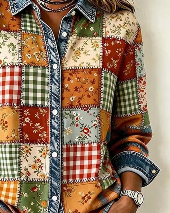 Top Kraveternet Denim Patchwork