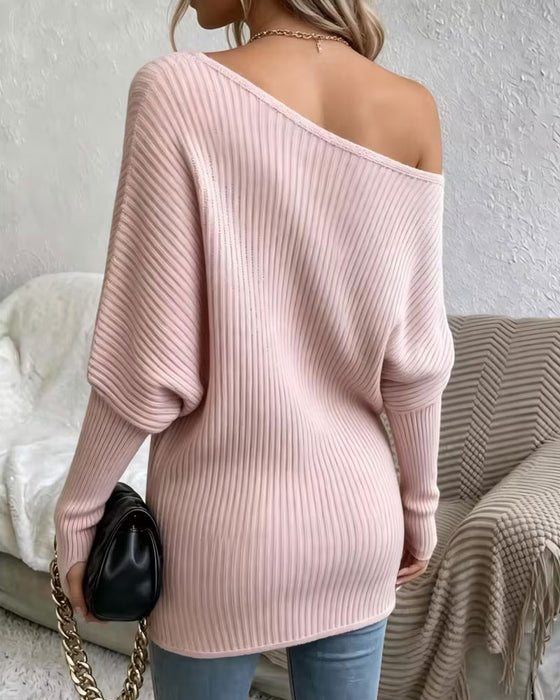 Pullover Ensfarvet En Skulder