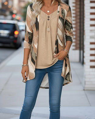 Todelt Top Med Patchworkprint