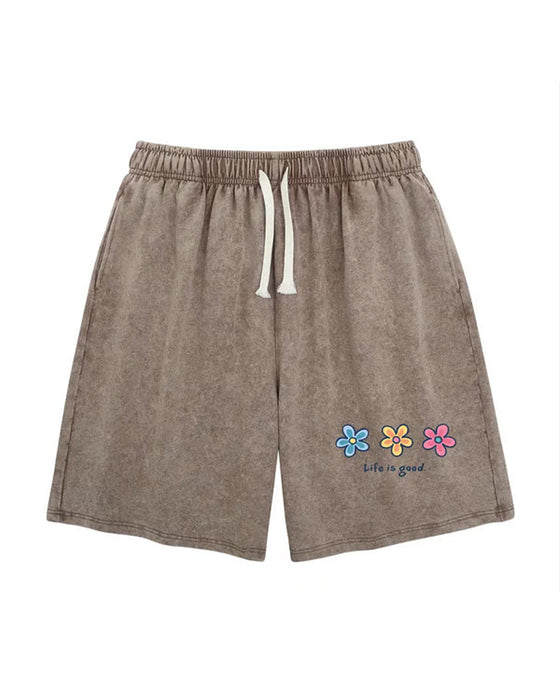 Shorts Blomstertryk Elastisk Snøre