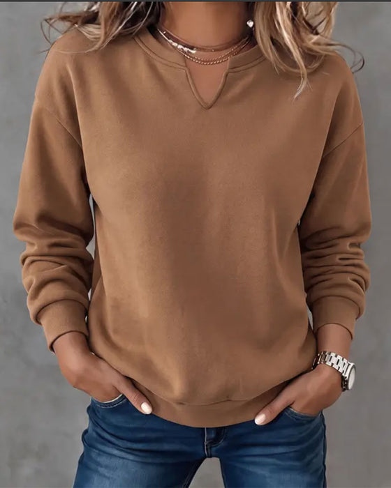 Sweatshirt Lille V-Hals Casual Lang Ærme