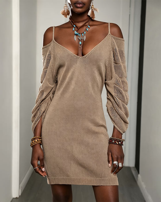 Sweaterkjole Kamisol Off-Shoulder Strikket