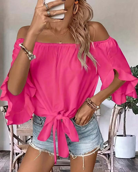 Bluse Bandage Off-Shoulder Rynket Ærme