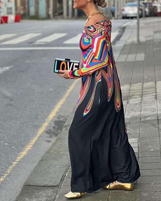 Elegant off-shoulder kjole med lange ærmer