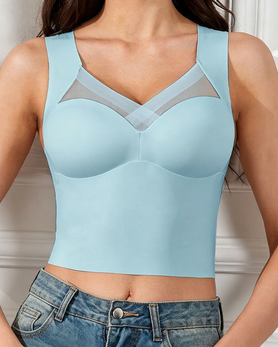 Tank Top Mesh-Splicing Indbygget Bh
