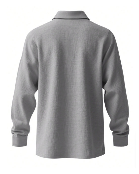 Skjorte Herre Letvægt Løs Hør Langærmet Polo