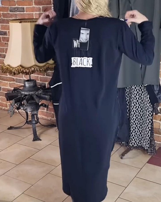 Kjole Løs Plusstørrelse Pu-Paneler