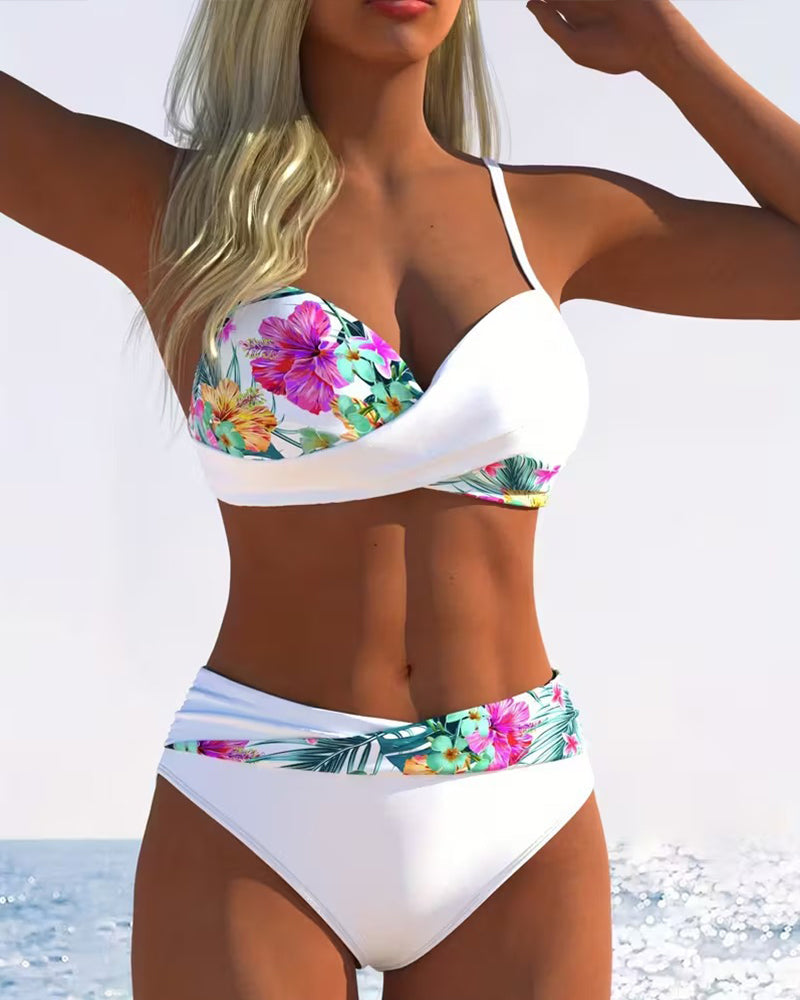 Bikini Bralette Stil Kontrast Tryk