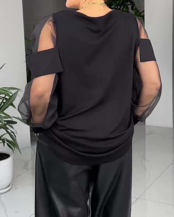 Top Modne Mesh Langærmede