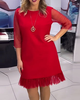 Kjole ensfarvede mesh-syninger pailletter