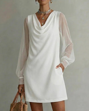 Kjole Åndbar Ærme Cowl Neck