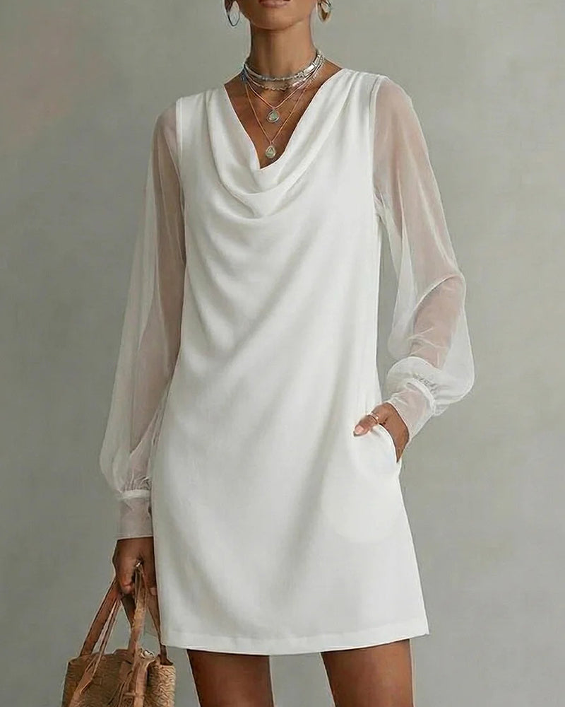 Kjole Åndbar Ærme Cowl Neck