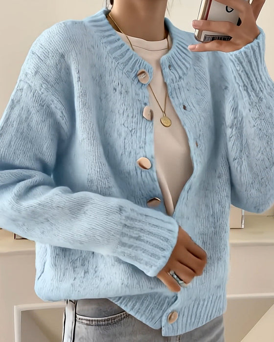 Komfortabel Ensfarvet Cardigan