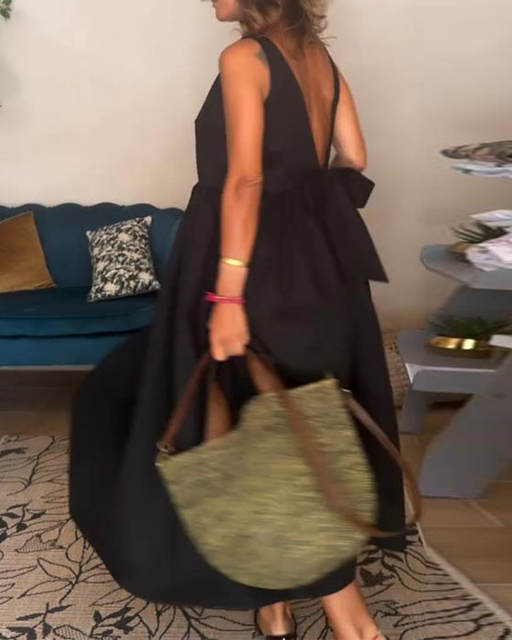 Ryggløs Kjole Med Sløjfe