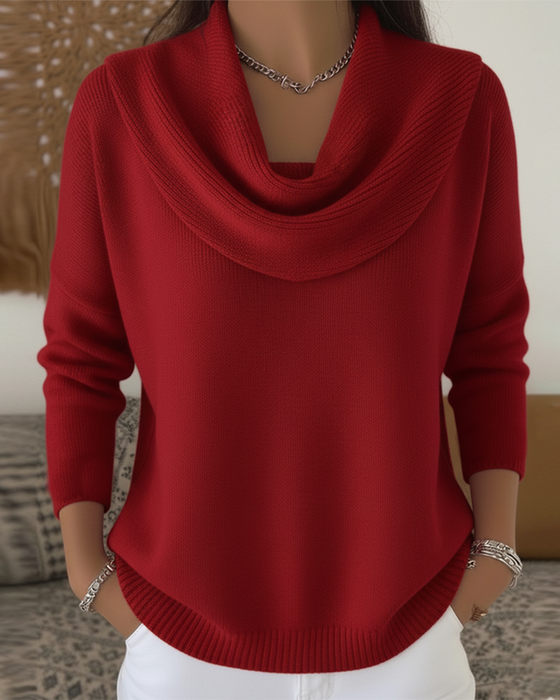 Sweater Ensfarvet Pile-krave Pullover